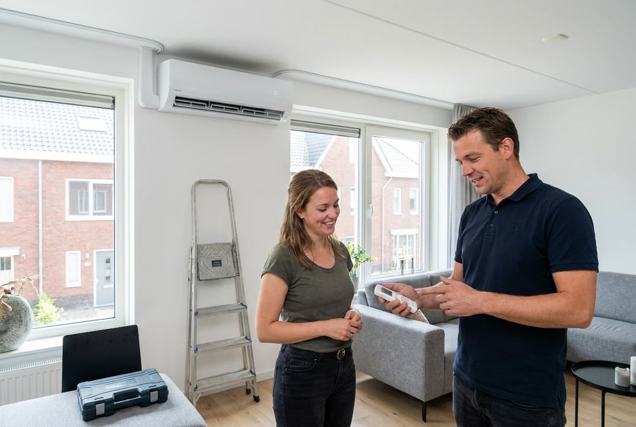 Twee installateurs schudden elkaar de hand